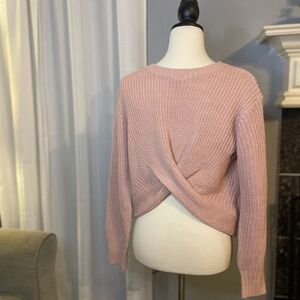 Pink cropped twist-front sweater size small